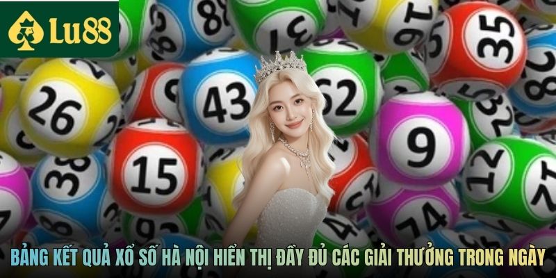 Bảng kết quả xổ số Hà Nội hiển thị đầy đủ các giải thưởng trong ngày