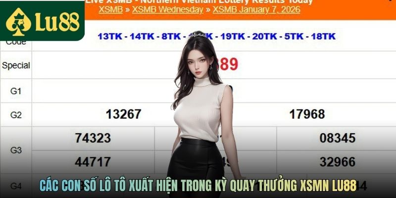 Các con số lô tô xuất hiện trong kỳ quay thưởng XSMN LU88